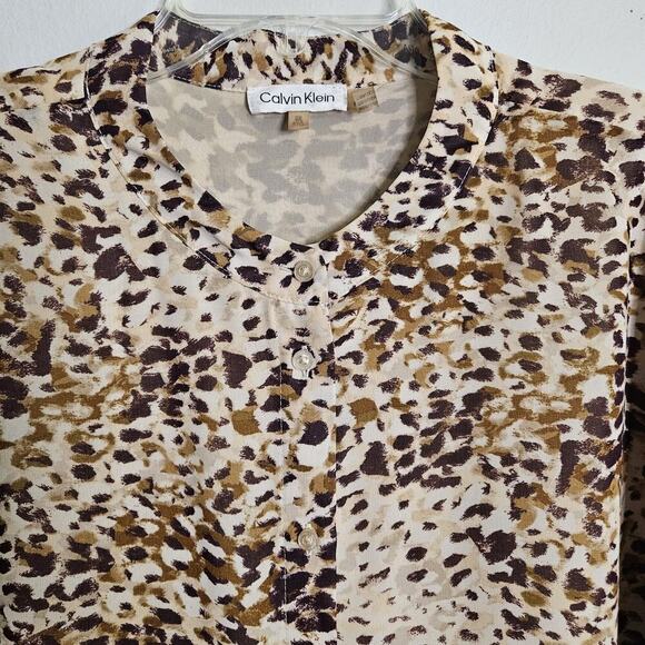 Calvin Klein Chiffon Long Sleeve Button Front Blouse Animal Print Lined Size 3X - Picture 4 of 15